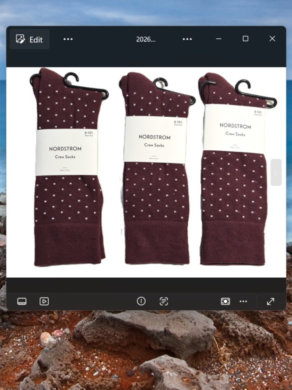 Lot of 3 Nordstrom Men Burgundy Red Cotton Blend Polka Dot Crew Socks O/S 6-12.5